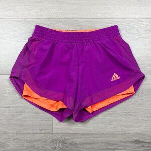 Adidas Womens Purple Orange Lined Athletic Running Gym Shorts XS